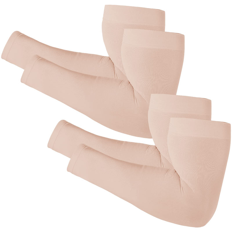 Arm Sleeves for Men Women, Size L - XL, UV Sun Protection Sleeve to Cover Tattoo, Cooling Compression Arm Cover - 2 & 4 Pairs 2 Pairs: Beige - BeesActive Australia