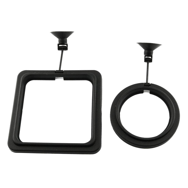 E-outstanding 2pcs Fish Feeding Ring Tropical Fish Food Ring Aquarium Fish Tank Accessories Water Plant Buoyancy Suction Cup (1 x Round Shape and 1 x Square Shape), Black - BeesActive Australia