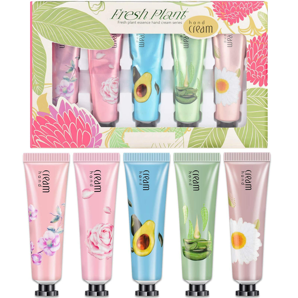 FREEORR 5pcs Plant Fruits Fragrance Hand Cream Gift Set Hand Lotion Enriched with Plant Extact Moisturizing for Dry Cracked Hands, Rough Hands Travel size, Best Gift for Women-30g （#B） B - BeesActive Australia
