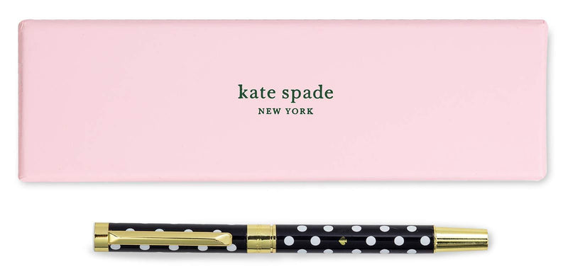 Kate Spade New York Black Ink Ballpoint Pen with Reusable Gift Box, Professional Office Pen for Women Accepts Standard Refills, Polka Dots (black/white) Polka Dots (black/white) - BeesActive Australia