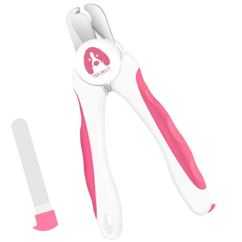 YouCut Dog Nail Clippers and Trimmers,Professional Grooming Tool with Safety Guard to Avoid Over Cutting,Free Nail File,Razor Sharp Blade,Sturdy Non Slip Handles for Large and Small Animals (Pink) Pink - BeesActive Australia