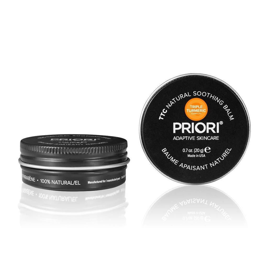 Priori Skincare Turmeric Based All Natural Soothing Balm, Itchy Cracked Irritated Skin Relief, Repairing Protecting Moisturizing, Shea butter, Paraben & Cruelty Free, Fragrance Free 0.7oz - BeesActive Australia