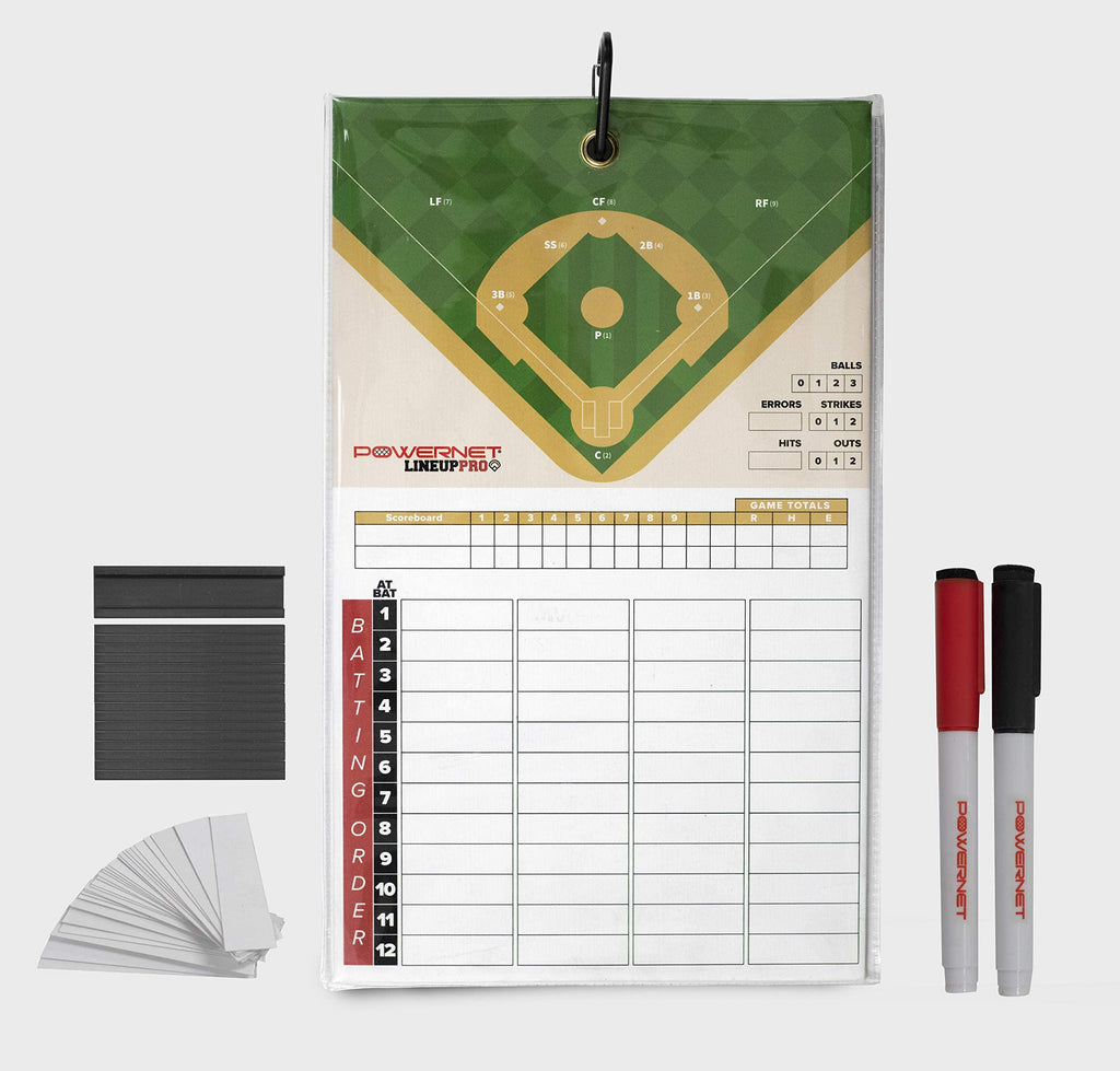 PowerNet Magnetic Baseball Softball Lineup Coaching Board | Double Sided with Fence Clip | 2 Dry Erase Markers | Weatherproof Sealed Edges | Perfect for Game Time - BeesActive Australia