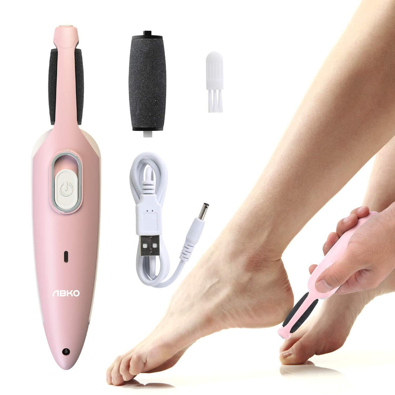 ABKO Electric Callus Remover Rechargeable Cordless Foot File Easy Grip Adjustable Power Pedi Feet Care for Dead Hard Skin Cracked Heels CR01 Pink - BeesActive Australia