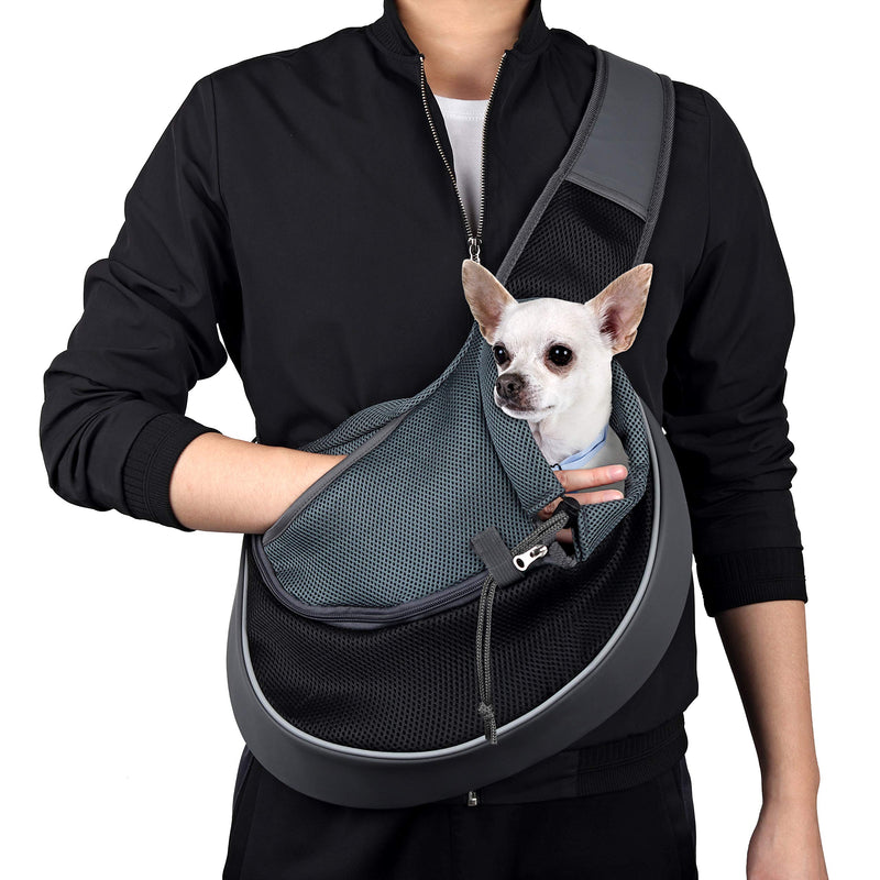 WOYYHO Pet Dog Sling Carrier Puppy Sling Bag Small Dogs Cats Carrier Adjustable Strap Mesh Hand Free Dog Satchel Carrier for Outdoor Travel Medium (Pack of 1) A-Black - BeesActive Australia