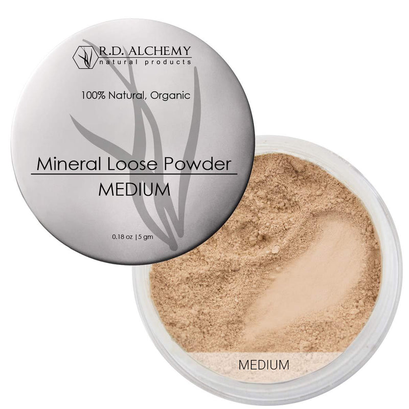 100% Natural & Organic Mineral Loose Powder Medium Shade - Best Powder Concealer or Foundation for Normal to Oily Skin. Buildable Coverage for Dark Circles, Blemishes, Dark Spots, or All Over. - BeesActive Australia