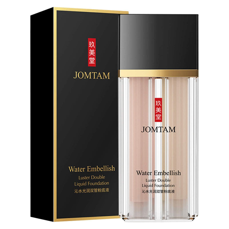 JOMTAM Waterproof Embellish Luster Double Liquid Foundation Сream Long-Lasting Skin Moisturizing Nourishing Natural Effect Gentle Texture - BeesActive Australia