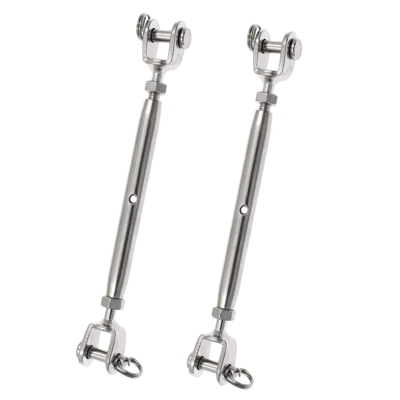 Augiimor 2PCS 316 Stainless Steel Jaw and Jaw Turnbuckle Rigging Screw, 1/4" (6mm) Threaded Diameter, Durable, Weather Resistant for Wire Rope Cable 1/4" (6mm) - BeesActive Australia