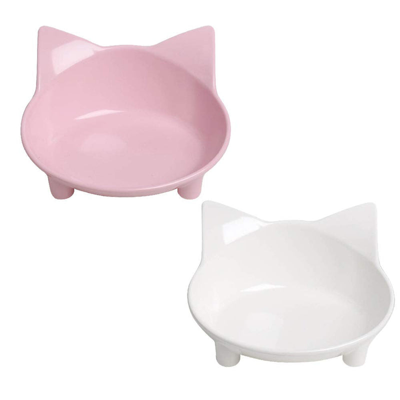 Cat Bowl Non Slip Cat Food Bowls,Pet Bowl Shallow Cat Water Bowl to Stress Relief of Whisker Fatigue,Dog Bowl Cat Dish Cat Feeding Wide Bowls for Puppy Cats Small Animals (Safe Food-Grade Material) Pink+White - BeesActive Australia
