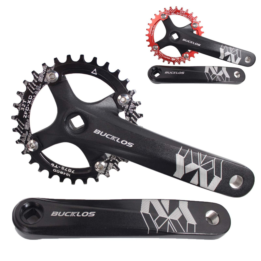 BUCKLOS ?US Stock? MTB 170mm Square Taper Crankset, 104 BCD Mountain Bike Narrow Wide Tooth Chainring 32/34/36/38/40/42T, Single Speed Round/Oval Chainring and Crank, fit Shimano, SRAM, FSA Black 32T-Oval - BeesActive Australia