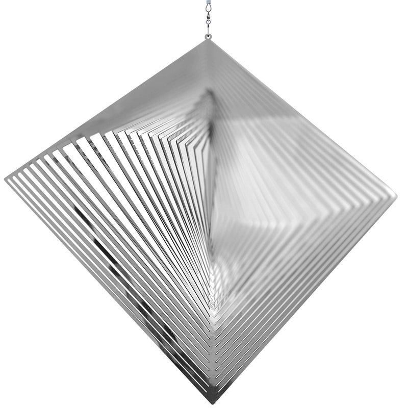 Beauty and the Wind Wind Spinner Metal Garden Spinners Outdoor Garden Art for Backyard Outdoor Hanging Decor and Spinners for Yard and Garden Ornaments 3D Shape (Silver Diamond) - BeesActive Australia