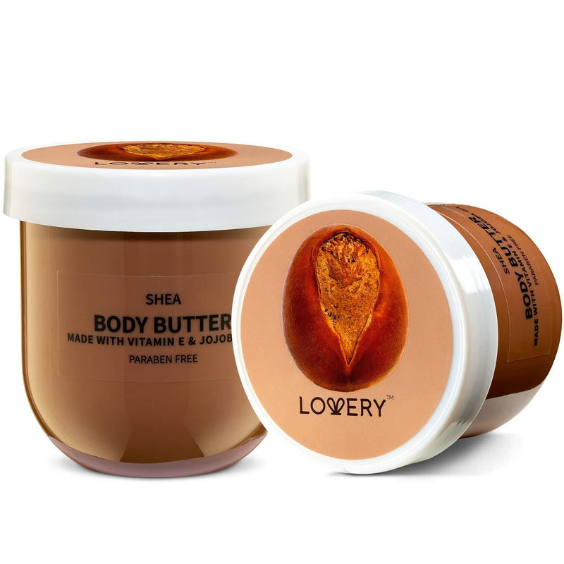 Lovery Shea Whipped Body Butter - 6oz Ultra-Hydrating Shea Butter Body Cream Enriched with Jojoba Oil and Vitamin E - Natural Skin Moisturizer for Men and Women for Sensitive, Normal and Dry Skin - BeesActive Australia