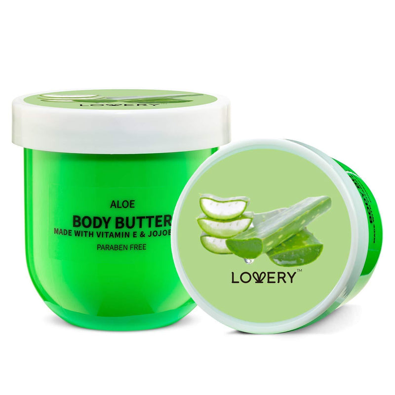 Lovery Aloe Whipped Body Butter - Ultra-Hydrating Shea Butter Body Cream Enriched with Jojoba Oil and Vitamin E - Natural Skin Moisturizer for Men and Women for Sensitive, Normal & Dry Skin - BeesActive Australia