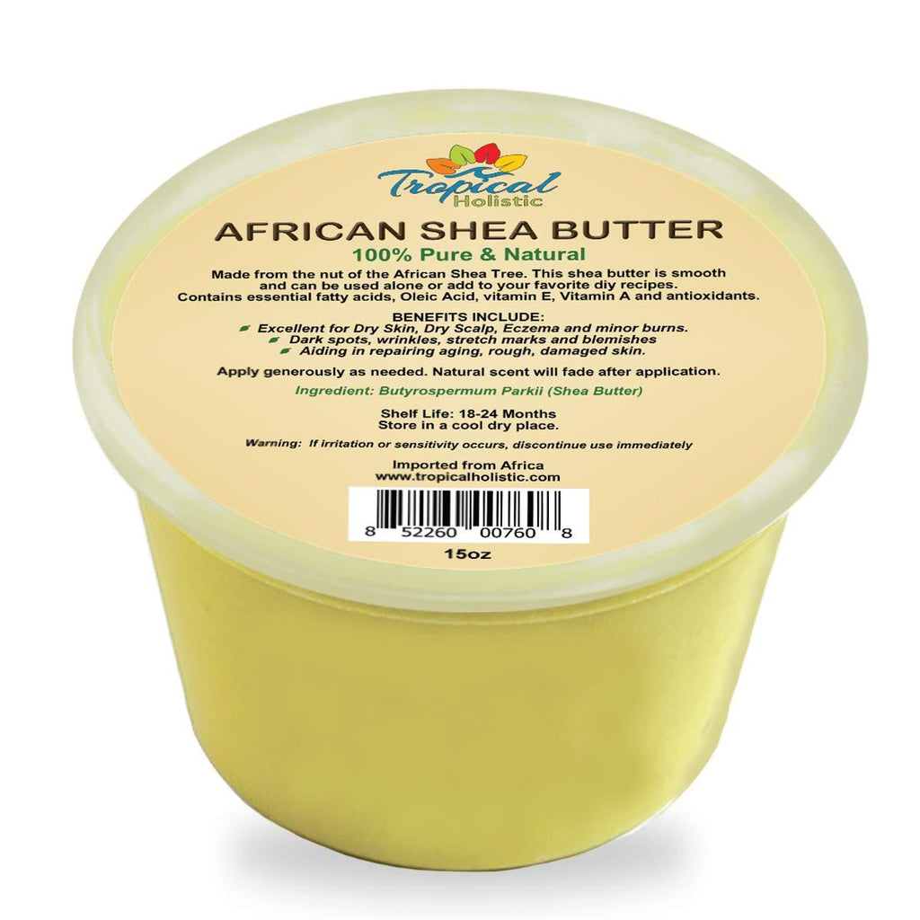 African Raw Unrefined Yellow Shea Butter 15 oz,100% Pure Creamy Natural Butter for Hair, Skin, Face, Body and DIY recipes by Tropical Holistic - BeesActive Australia