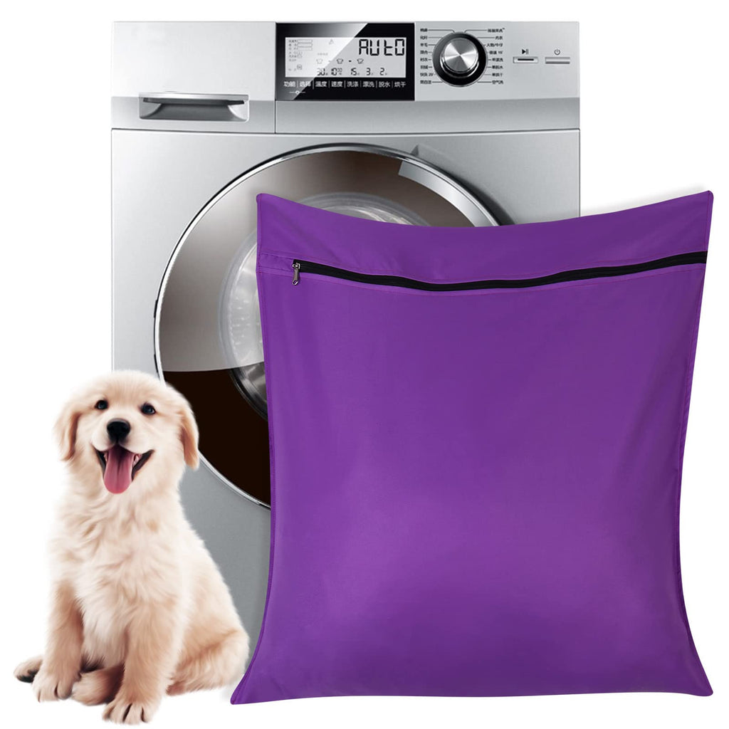 AUXSOUL 1 Pack Pet Laundry Bag, Stops Pet Hair Blocking The Washing Machine, Big Size Wash Bag Ideal for Dog Cat Horse, Hair Remover Safely, 25.8 27.8 (65 X 70cm) Purple - BeesActive Australia