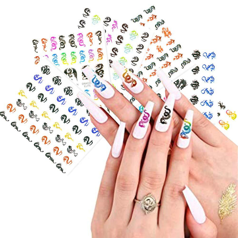 6 Sheets Dragon Nail Art Stickers Decals 3D Dragon Nail Decals Self-Adhesive Design Decor Acrylic Fashion Dragon Nail Stickers for Fingernails Decor Manicure Decorations.300+ Stickers - BeesActive Australia