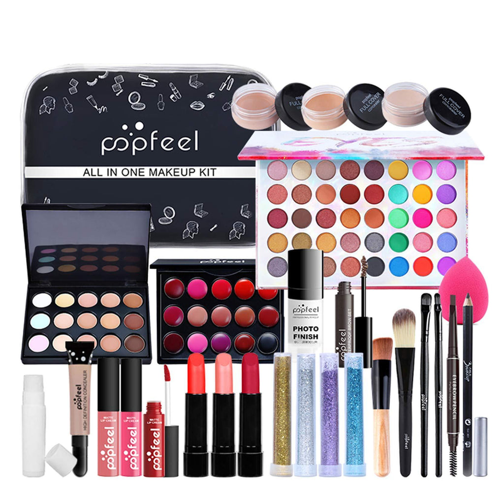 FantasyDay 28 Piece All-In-One Makeup Gift Set Makeup Bundle Essential Cosmetic Starter Beauty Kit Include Eyeshadow Palette, Lipstick, Concealer, Lipgloss, Colorful Eye Pigment, Pre-makeup, Eyebrow kit005 - BeesActive Australia
