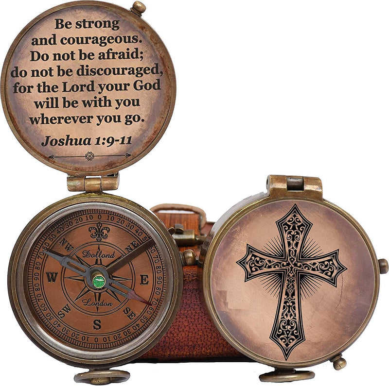 FYNJREX Baptism Gift Personalized Keepsake Compass Engraved Cross and Be Strong and Courageous, Confirmation Gift Ideas, Gift of Faith. Missionary - BeesActive Australia