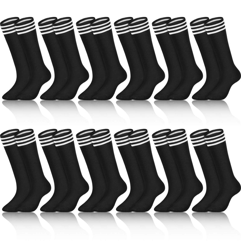 12 Pairs Soccer Socks High Tube Knee Football Socks for Youth Adults Black - BeesActive Australia