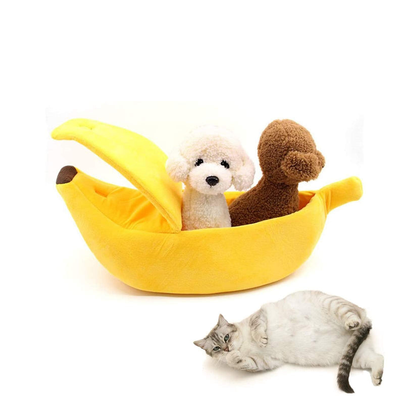 SEIS Winter Cat Banana Bed Dog House Warm Boat Pet Sleep Nest Cotton Cushion Coral Fleece Dog Pad Cat Mat Medium - BeesActive Australia