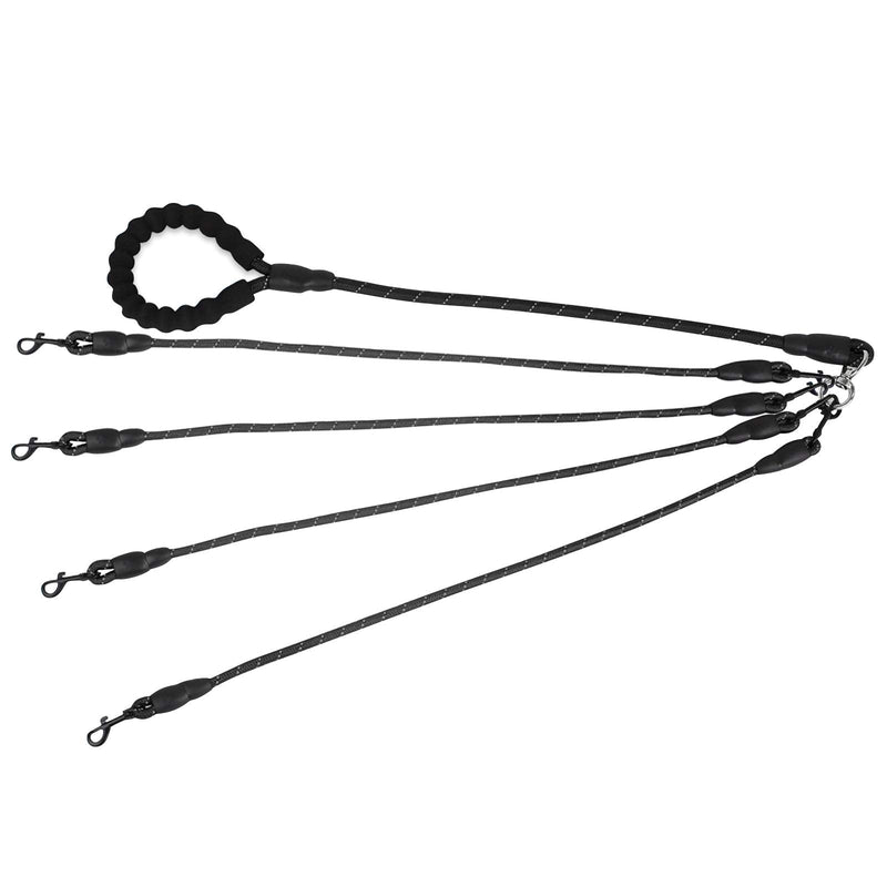 Greeney Dog Leash,No Tangle Multiple Dog Rope Leash Nylon Pet Straps for Dog Outdoor Walking 4 Way Black - BeesActive Australia