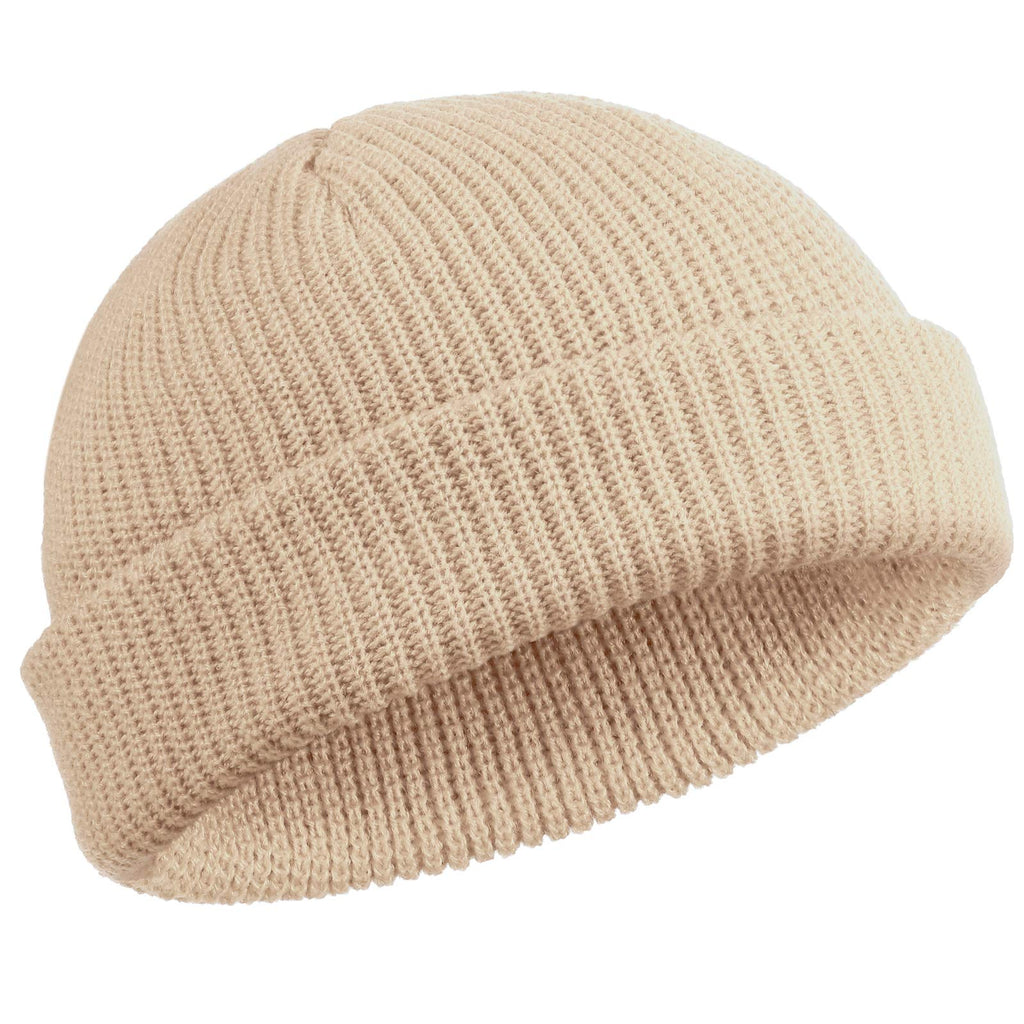 SATINIOR Trawler Beanie Watch Hat Roll-up Edge Skullcap Fisherman Beanie for Men Women Beige - BeesActive Australia