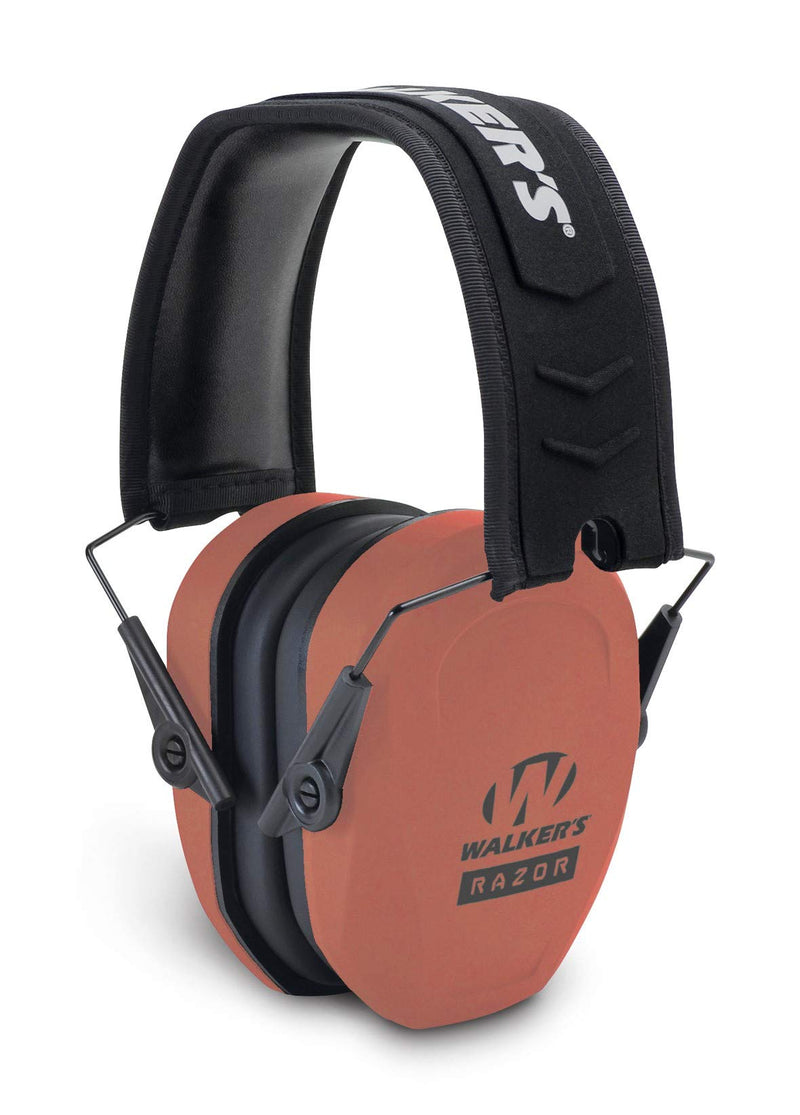 Walker's Razor Slim Passive Earmuffs Ultra Low Profile 27dB NRR Light Weight Coral - BeesActive Australia