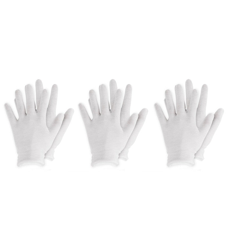 Chyoo White Cotton Gloves Reusable Elastic Moisturizing Gloves for Hand Spa Serving Archival Cleaning Jewelry Silver Inspection 3 Pairs White One_Size - BeesActive Australia