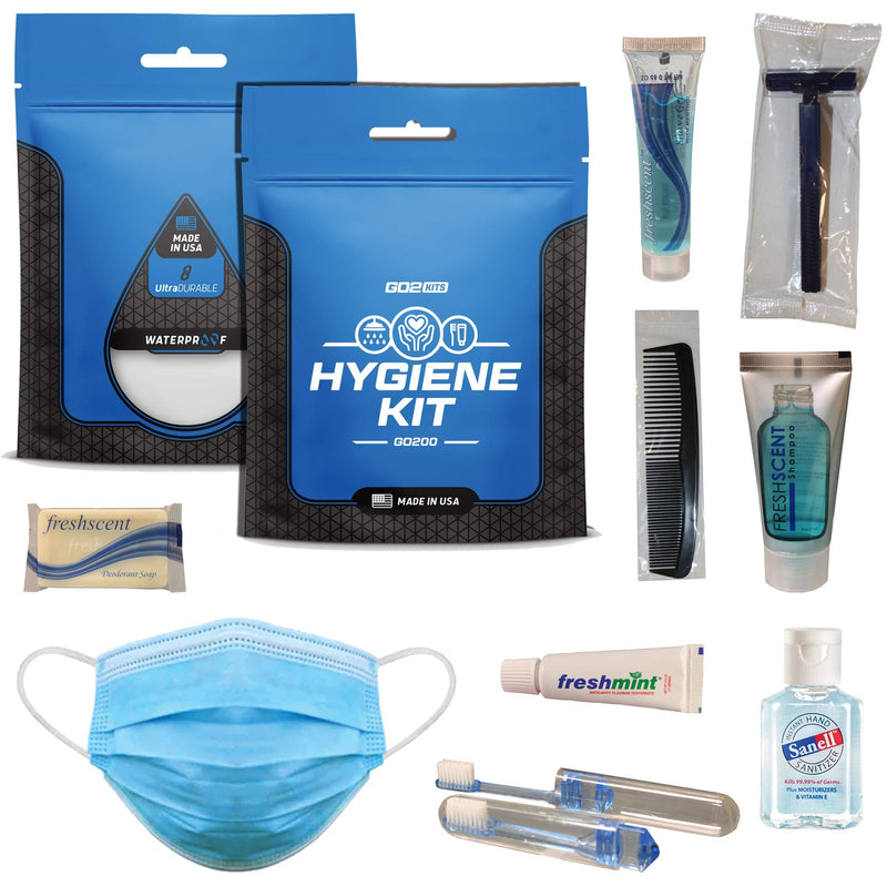 Go2Kits Hygiene Toiletry PPE Kits for Travel, Business, Charity Made in USA (1 Pack) 1 Pack - BeesActive Australia
