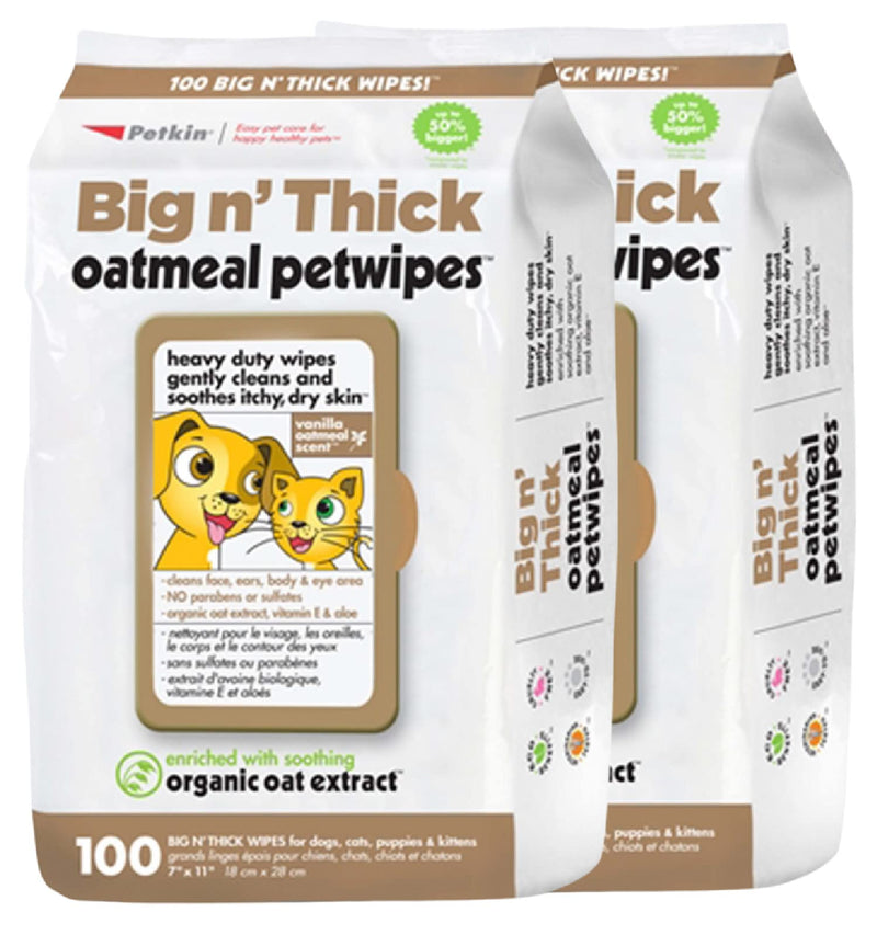 Petkin Oatmeal Pet Wipes for Dogs and Cats (Large Size Wipes, Big n' Thick) – Soothes Itchy, Dry Skin and Cleans Your Pet's Ears, Eyes, Face, Butt, and Body – Various Multipacks Available 200 Wipes - BeesActive Australia
