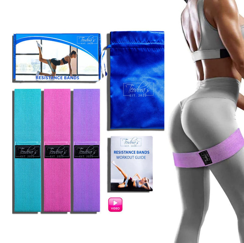 Teodora's Booty Bands Resistance Bands for Legs and Butt - Resistance Bands for Women Butt and Legs, Workout Bands for Women, Fabric Booty Resistance Bands Set, Glute Bands for Women, Exercise Bands - BeesActive Australia