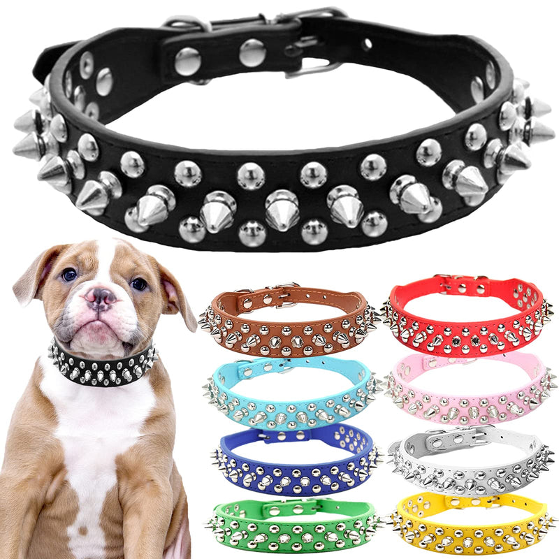 DOGGYZSTYLE Spiked Studded Rivet Leather Dog Collar for Cats Puppy Small Medium Pets Large (Pack of 1) Black - BeesActive Australia