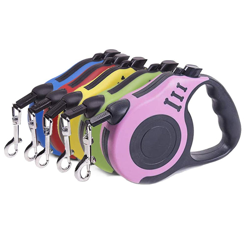 Retractable Dog Leash with Non-Slip Handle, Walking Leash for Small/Medium/Large Dog or Cat, Tangle Free Strong Nylon Tape, One-Handed Brake, Pause, Lock Pink S - BeesActive Australia