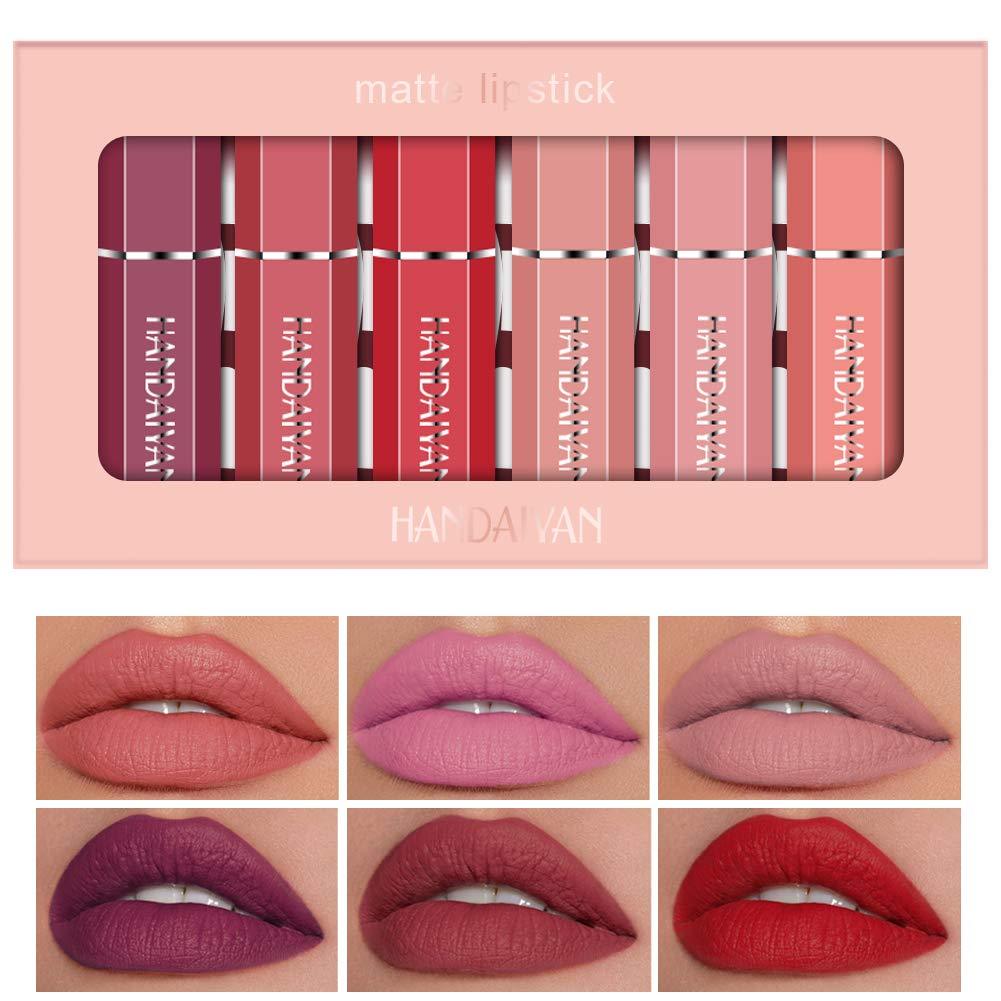 Matte Lipstick Set 6 Colors Matte Lip Gloss Waterproof Long Lasting Beauty Lip Makeup Kit Gift Sets for Girls and Women Nude - BeesActive Australia