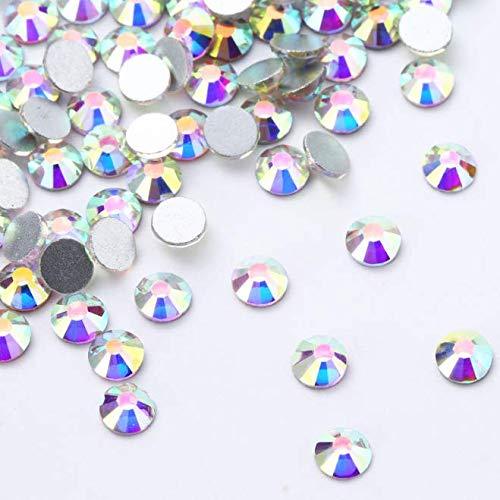 KDDOM 1440 Pieces SS6 Crystal Flat Back Brilliant Round Rhinestones Glass Stones Glitter Gems Transparent Faux Diamond (Crystal AB, 2.0MM) - BeesActive Australia
