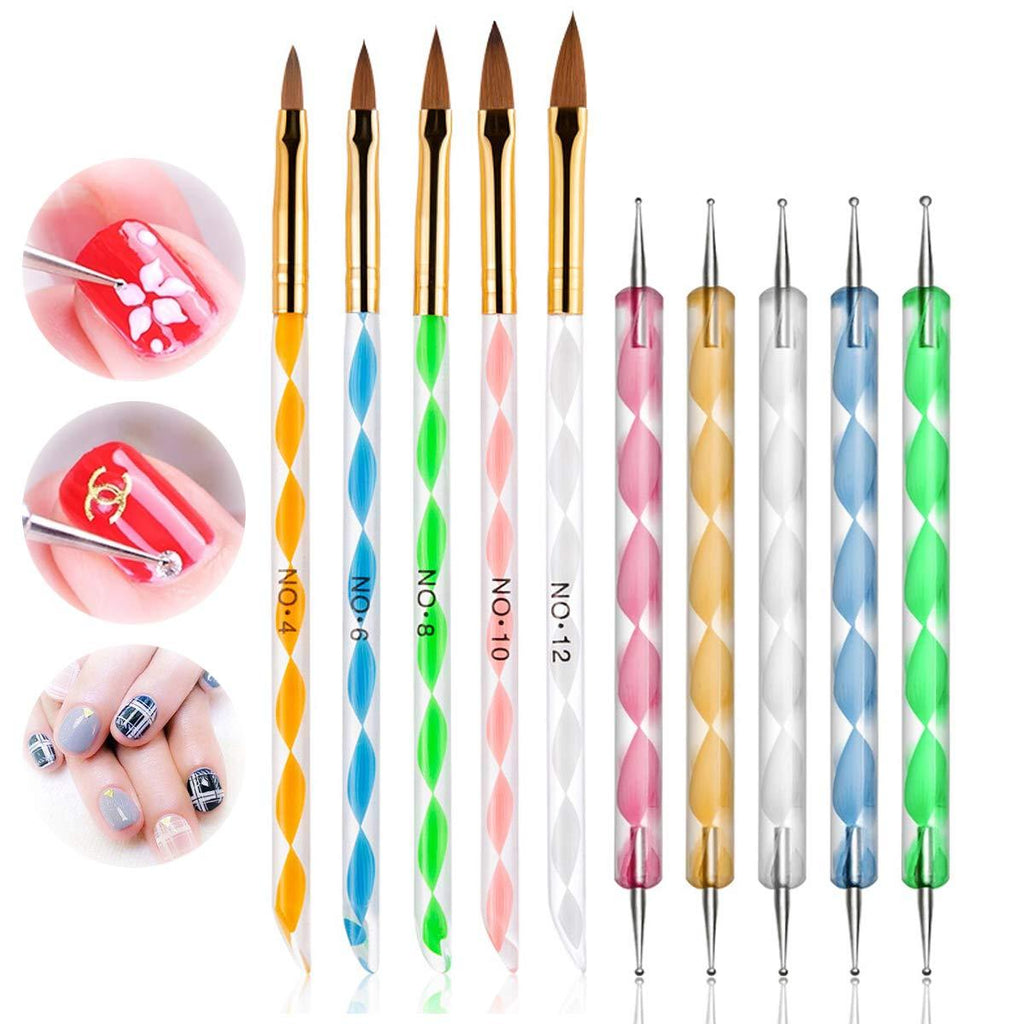 DANNEASY 10Pcs Double Ended Nail Art Point Drill Drawing Pen Set Acrylic Builder UV Gel Nails Extension Dipping Powder Manicure Tools KIT 1 - BeesActive Australia