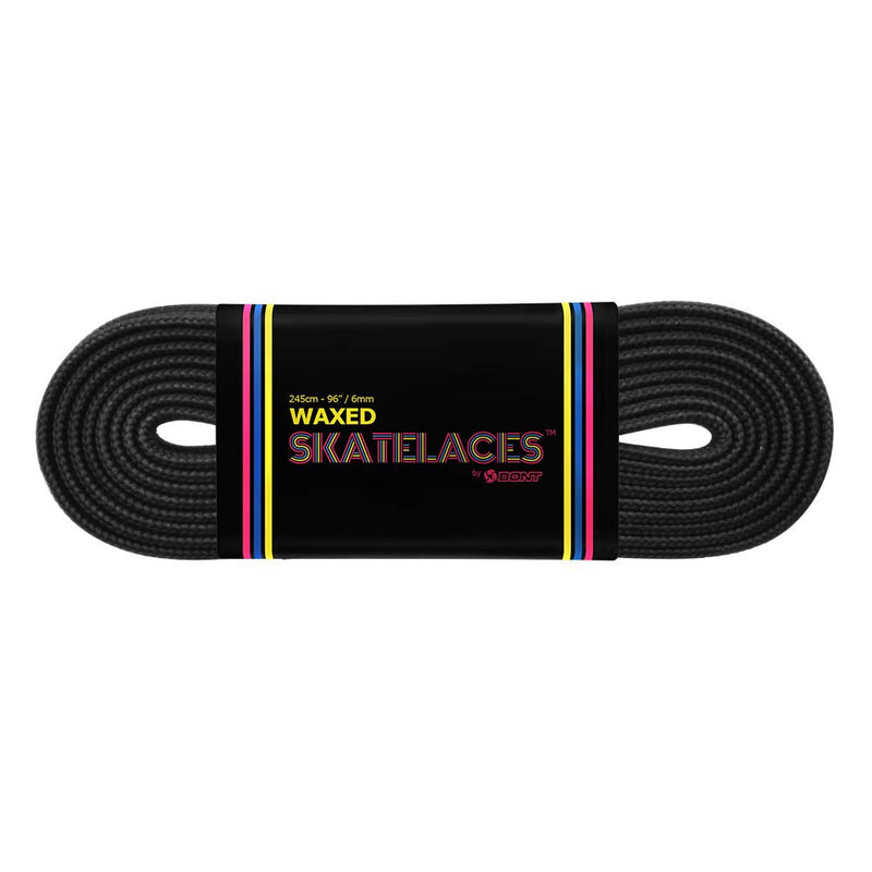 Bont Skates Waxed Laces - 6mm & 8mm - 47" 71" 79" 96" 108" - Midnight Black 6mm Wide / 79 inch / 200 cm - BeesActive Australia