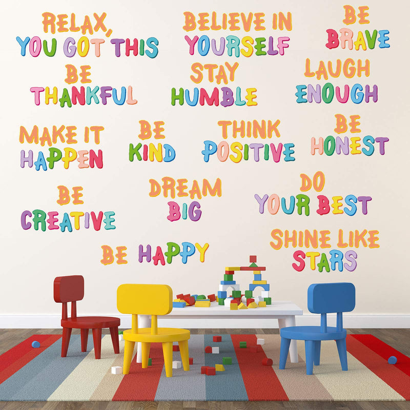 6 Pieces Colorful Positive Sayings Wall Decal Be Thankful Inspirational Lettering Sticker Rainbow Motivational Phrases Wall Decals for Home Bedroom Classroom Nursery Kids Decoration - BeesActive Australia