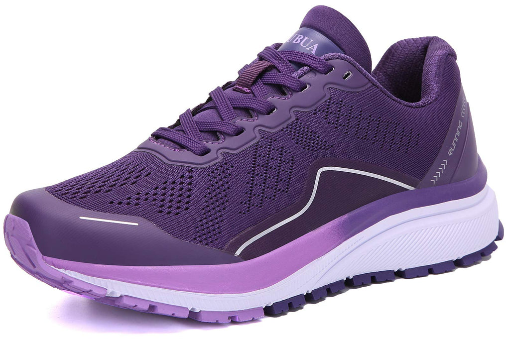 KUBUA Women's Walking Shoes Sock Sneakers Mesh Slip on Running Shoes for Lady Girls's Lightweiht Tennis Shoes 8.5 Purple - BeesActive Australia