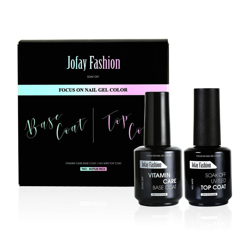 Jofay Fashion 15ml UV LED Gel Nail Polish Soak off Base Coat Gel and High Gloss No Wipe Top Coat Gel Set Long Lasting for DIY at Home and Nail Salon Base And Top Coat - BeesActive Australia