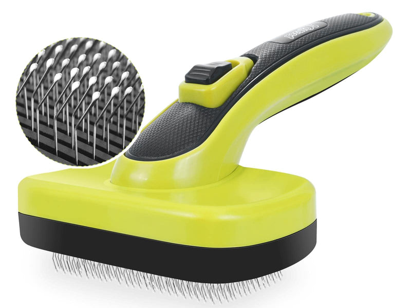 Pecute Dog Brush Cat Brush - Self Cleaning Slicker Brush, Effectively Reduces Shedding by Up to 95% - Professional Pet Grooming Brush Shedding Grooming Tools for Dogs and Cats with Middle to Long Hair Size M-Green with Massage Particles - BeesActive Australia