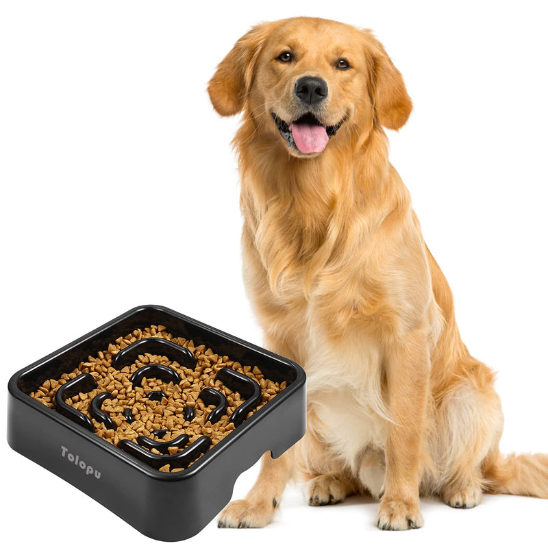 Tolopu Extra-Large Square Durable ABS Slow Feeder Dog Bowls(10 Cups Capacity) Stop Bloat Bowl Anti-Choking &Anti-Gulping & Fun Feeding Bowl Large BLACK - BeesActive Australia
