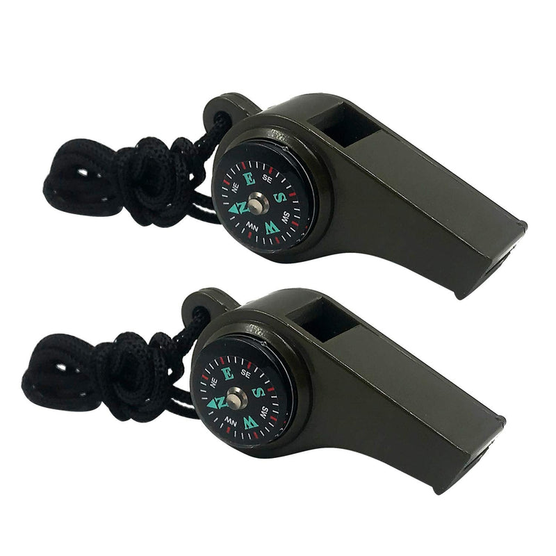 MeiNvShe 2 Pack Emergency Survival Whistle, 3-in-1 Emergency Whistles with Compass and Thermometer, Loud Safety Whistle with Lanyard for Outdoor Hiking - BeesActive Australia
