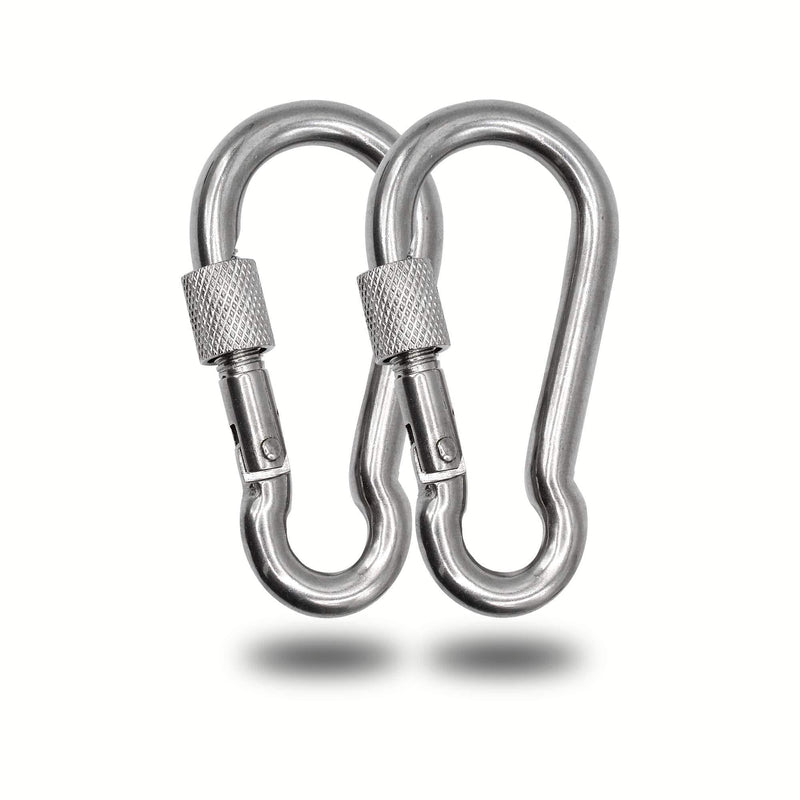 Maky Outdoors Locking Carabiners Clip- 2.7" Heavy Duty Galvanized Carbon Steel Snap Hooks - Screw-Gate Type Lock – 507lbs Load Capacity - Suitable for Hiking, Camping, Harness, Backpacking - 2pcs 2.7" - BeesActive Australia