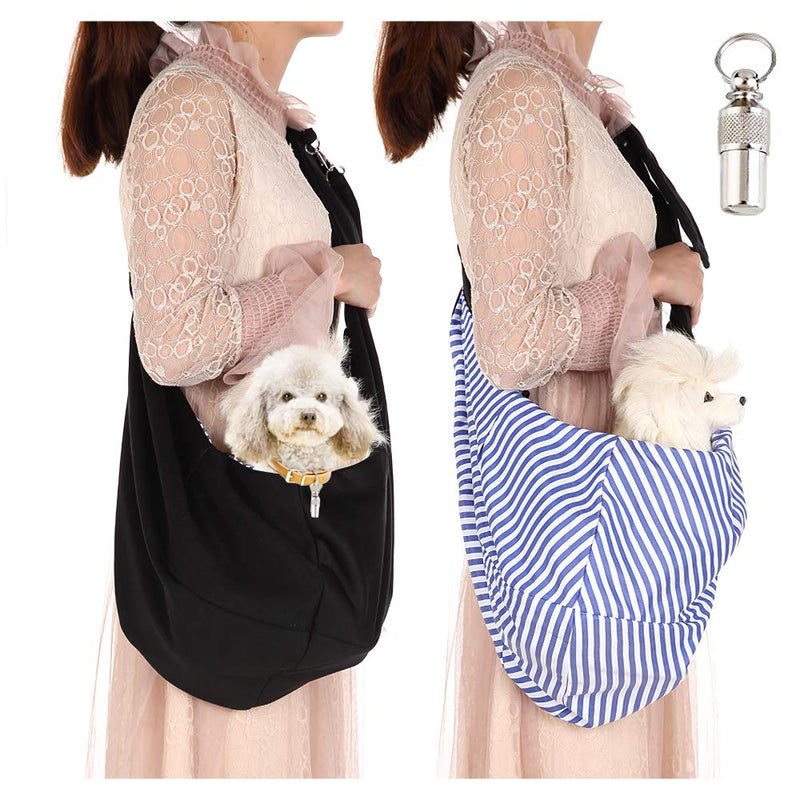 Lynkaye Pet Dog Sling Carrier Small Dog Cat Travel Bag Adjustable Strap Hands Free Pet Puppy Papoose Bag with Stainless Steel Pet Name Identification Barrel Tube Collar ID Tags Black(up to 12 lbs) - BeesActive Australia