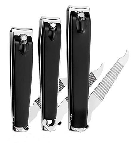 Nail Clippers Set（3pcs), Sharp Stainless Steel Fingernail & Toenail Cutter with Nail File (Large+Medium+Small） - BeesActive Australia