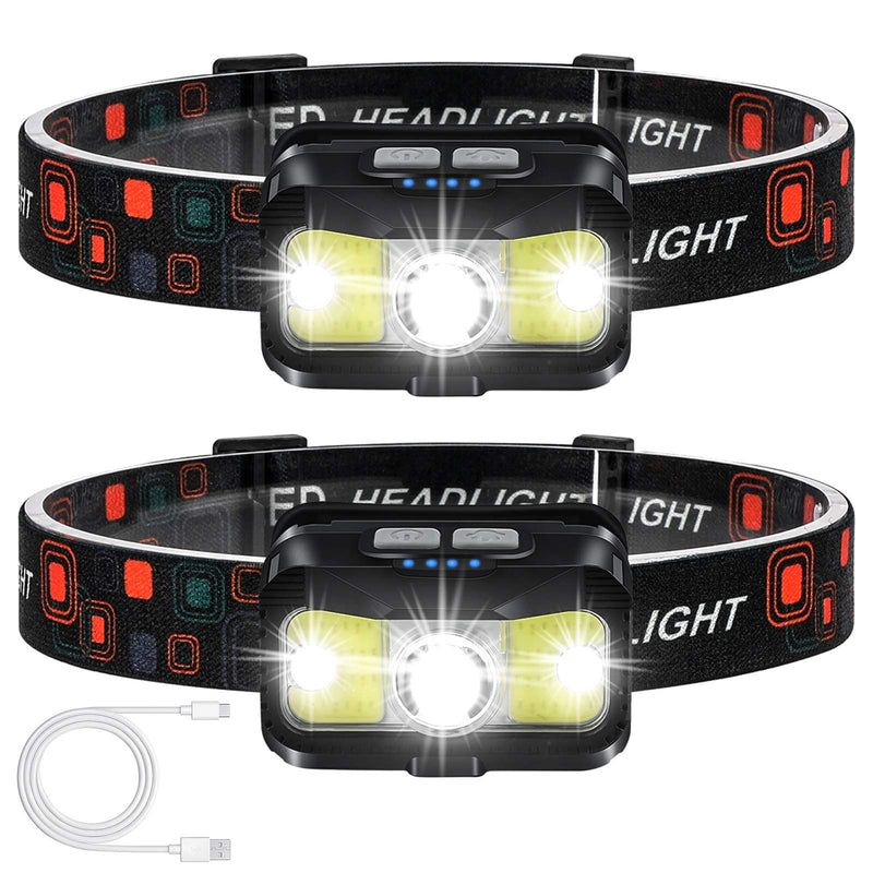 Headlamp Rechargeable, ALIPRET 1100 Lumen Super Bright Motion Sensor Head Lamp flashlight, 2-PACK Waterproof LED Headlight with White Red Light, 8 Modes Head Lights for Camping Cycling Running Fishing - BeesActive Australia