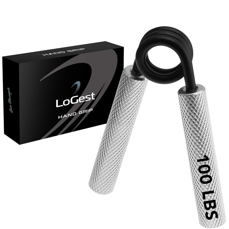 Logest Metal Hand Grip Strengthener 100LB-350LB No Slip Heavy-Duty Grip Strengthener with Gift Box, Great Wrist & Forearm Hand Exerciser, Home Gym, Hand Gripper Grip Strength Trainer Silver - 100LB - BeesActive Australia