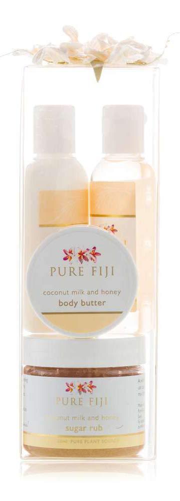 Pure Fiji Spa Box - Sugar Glow, Сoconut Milk and Honey - 2 oz. Exfoliating Scrub, 1 oz. Exotic Bath and Body Oil, ½ oz. Body Butter and 1 oz. Hydrating Body Lotion - BeesActive Australia
