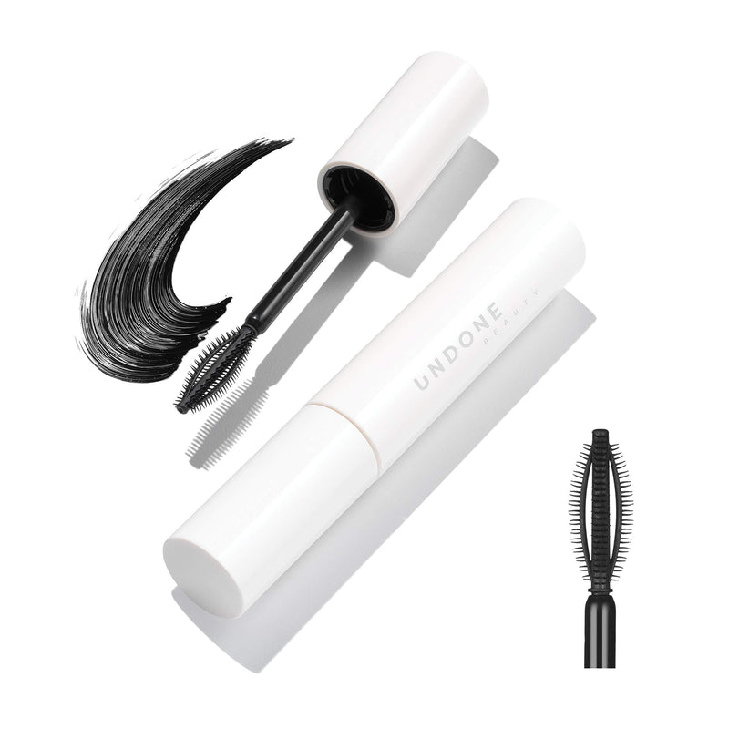 Volumizing & Lengthening Gel Mascara with 4-way Brush Wand - UNDONE BEAUTY Indielash Mascara. Buildable Formula for Lash Volume, Plumping & Separating. Castor Oil, Vegan + Cruelty Free. TRUE BLACK - BeesActive Australia